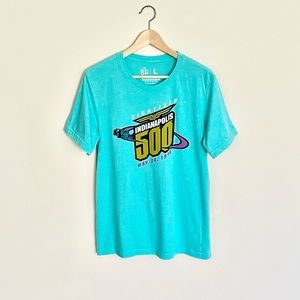 The Shop Indianapolis 500 Throwback 80th Running 1996 Aqua T Shirt Adult Large